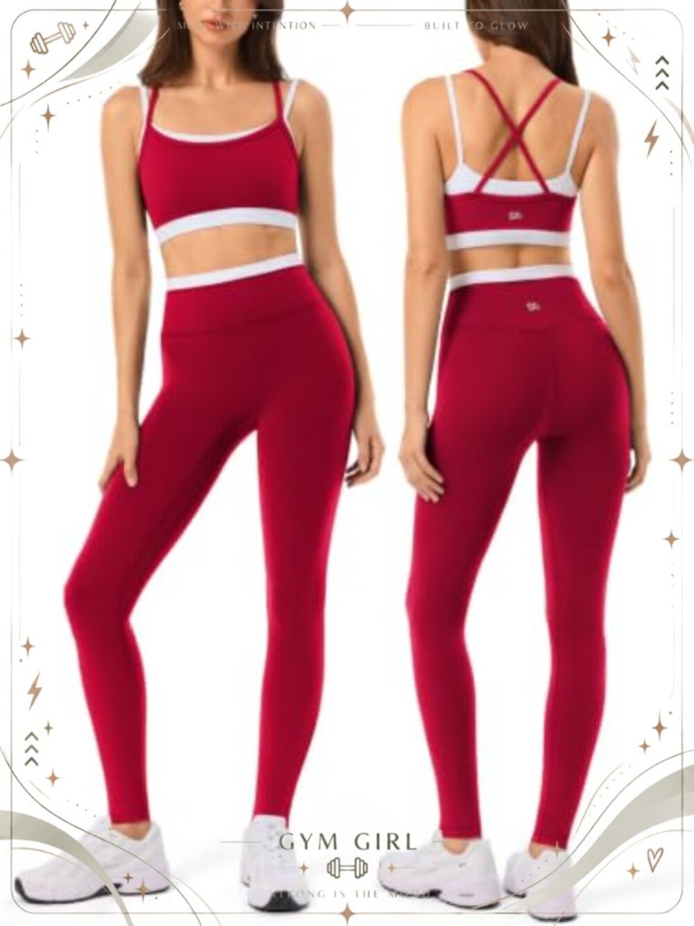 Women's 2 Piece Workout Set Nylon Spandex Seamless Leggings Sports Bra Athletic